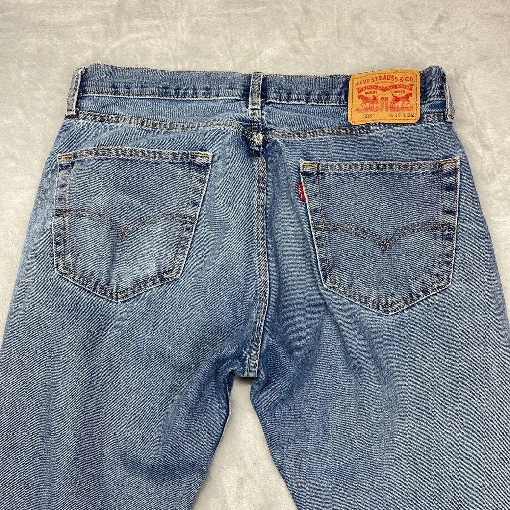 Levi's 505‎ Jeans Mens 34x32 Blue Denim Red Tab 5-Pocket Straight Leg Streetwear
